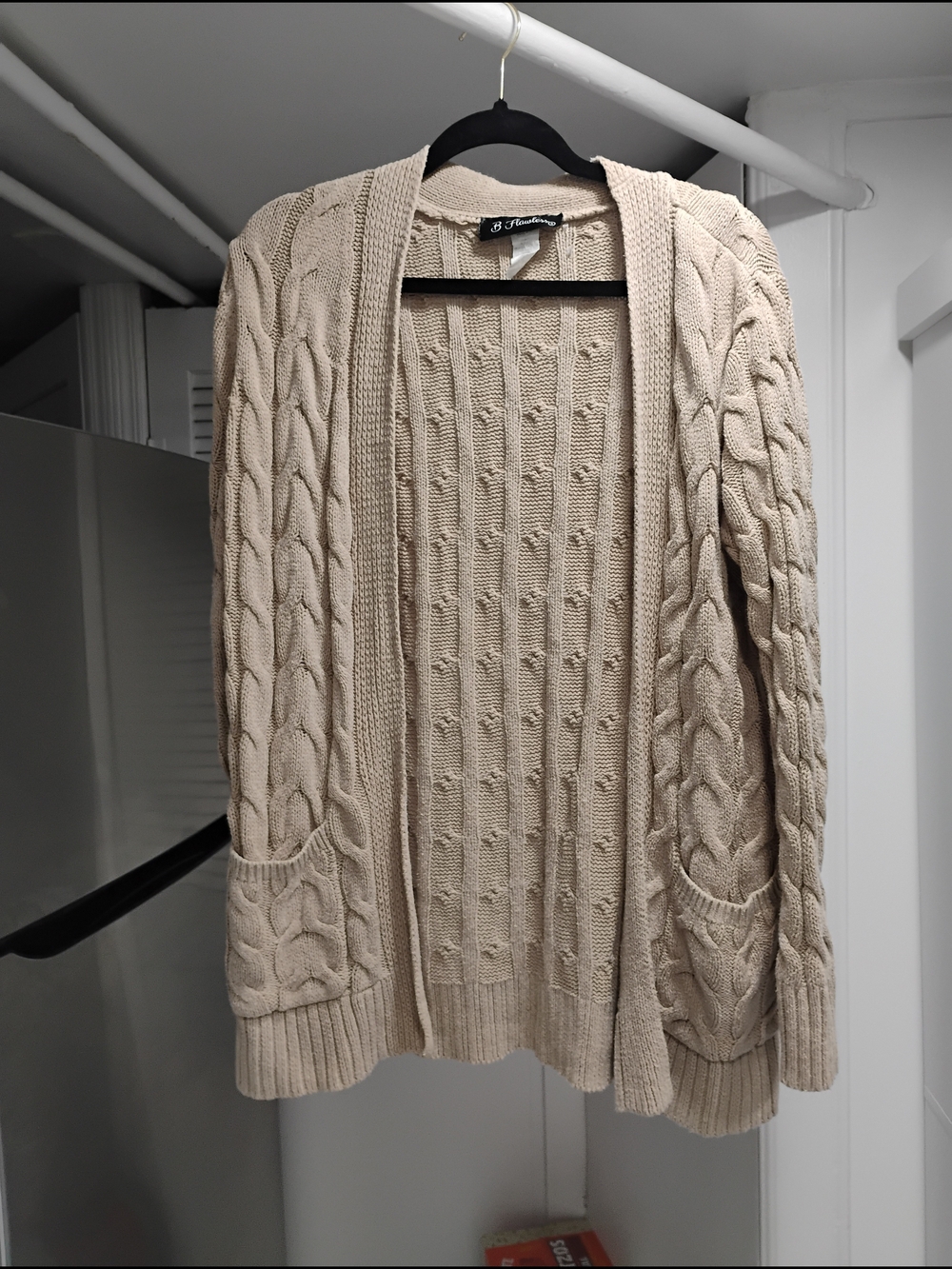 B FLAWLESS Tan Cable Knit Open Cardigan